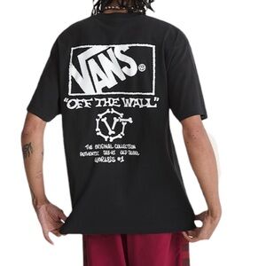 Vans Men’s T-Shirt Circle Bones Short Sleeve Black Large 36” Checkerboard Laces